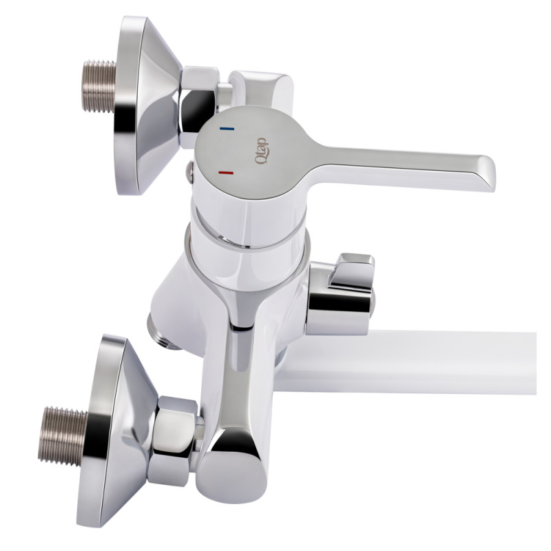 Qtap Змішувач для ванни Grand з поворотним виливом (з душовим гарнітуром) QTGRAWCR005 Chrome/White