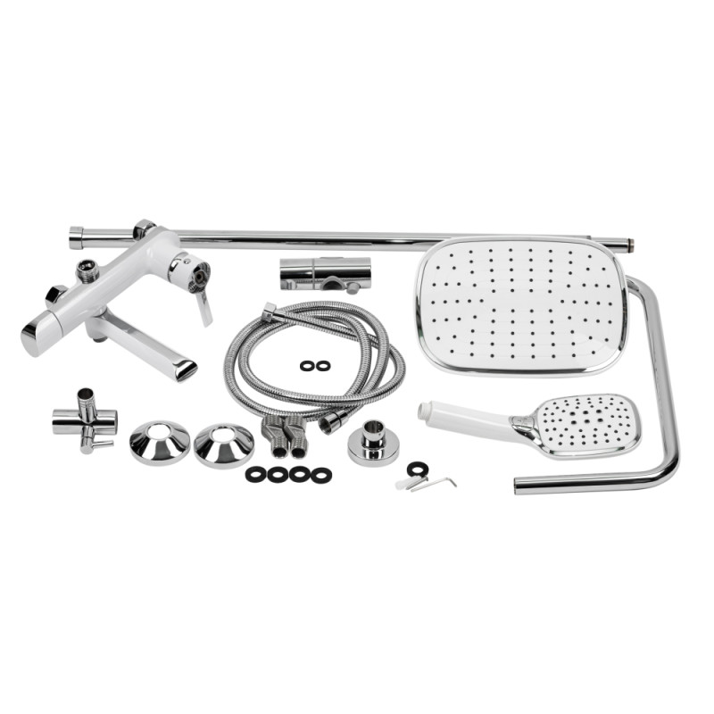 Qtap Душова система універсальна Grand на три споживача (з виливом) QTGRAWCR1004 Chrome/White