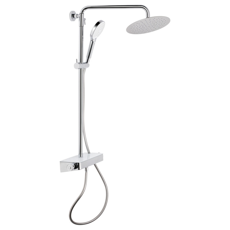 Qtap Душова система універсальна Sloup термостатична на два споживача з полицею QTSL57T105VOGC Chrome/White