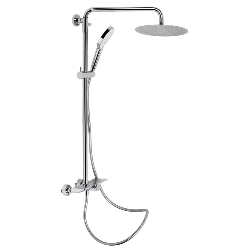 Qtap Душова система універсальна Sloup на три споживача (з виливом) з полицею QTSL51105OGC Chrome