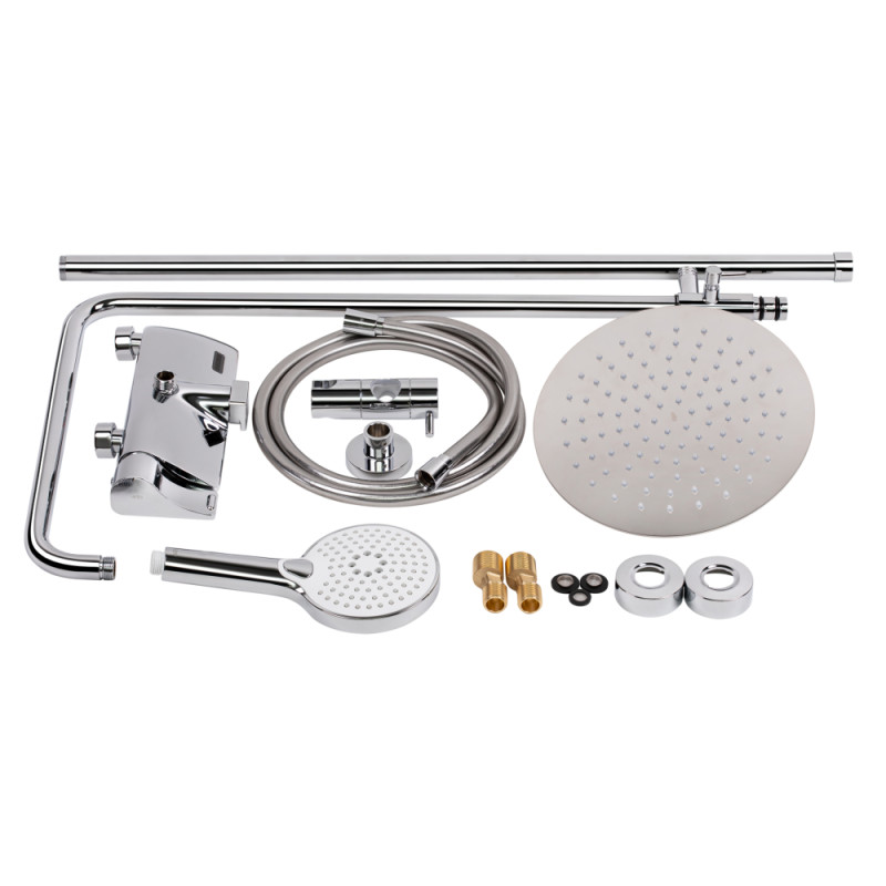 Qtap Душова система універсальна Sloup на три споживача (з виливом) з полицею QTSL51105OGC Chrome