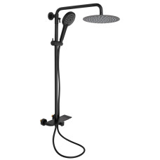 Qtap Душова система універсальна Sloup на три споживача (з виливом) з полицею QTSL51105OGB Black Matt