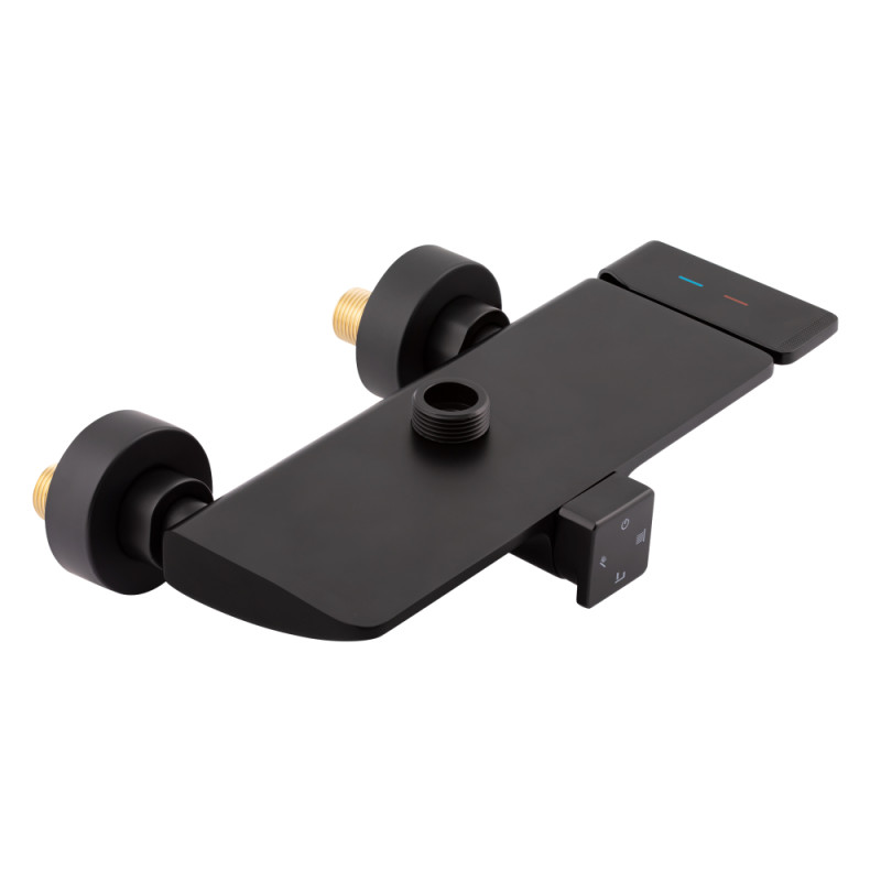 Qtap Душова система універсальна Sloup на три споживача (з виливом) з полицею QTSL51105OGB Black Matt