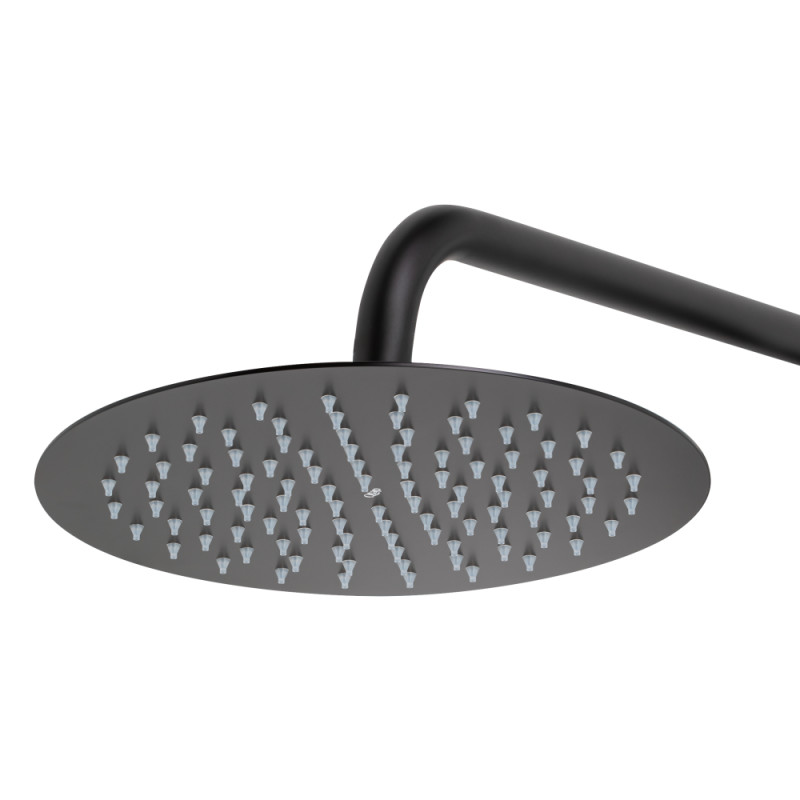 Qtap Душова система універсальна Sloup на три споживача (з виливом) з полицею QTSL51105OGB Black Matt