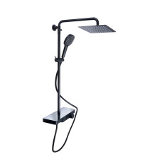 Qtap Душова система універсальна Sloup термостатична на два споживача з полицею QTSL57T105VNKBB Black Matt