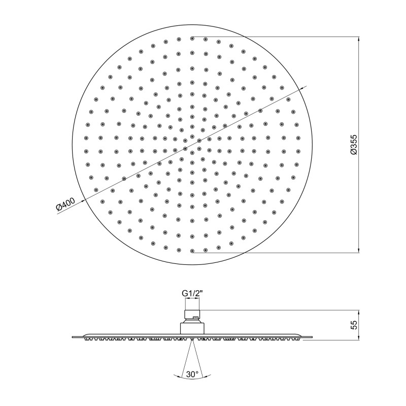 Qtap Лійка для верхнього душу Hlavova 400 мм округла QTHLAS400O1ZWW White