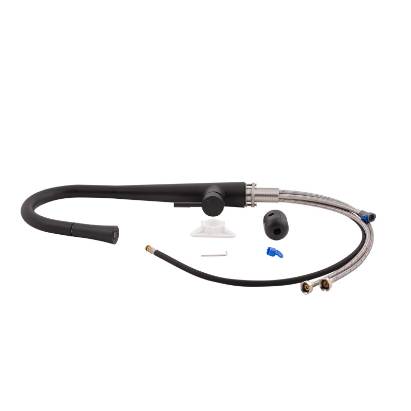 Qtap Змішувач для кухні Evicka з висувним виливом QTEVI9135103UB Black Matt