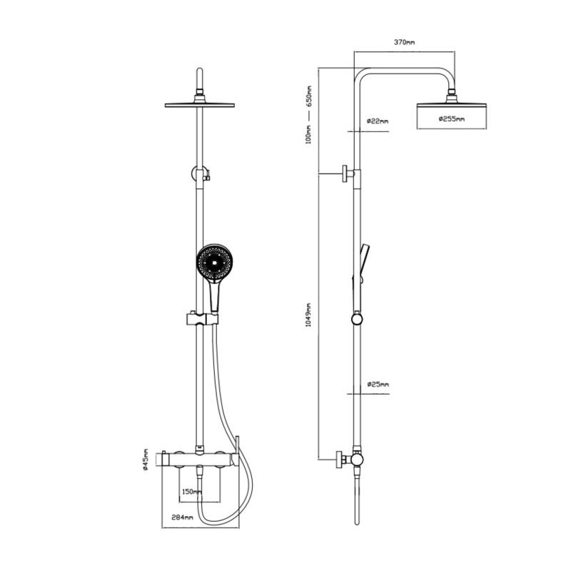 Qtap Душова система універсальна Sloup на два споживача QT57103OC Chrome