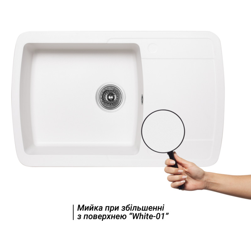 Lidz Кухонна мийка 770x490/200 WHI-01 (LIDZWHI01770490200)