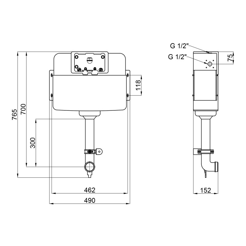 Змивний бачок прихованого монтажу для унітаза Nest QT0122490S4Q1
