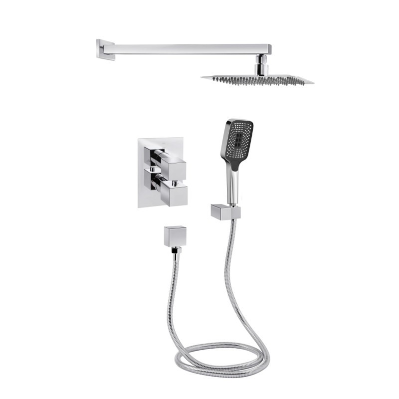 Qtap Душова система універсальна Aquarius термостатична прихованого монтажу на два споживача QTAQA65T103NGC Chrome