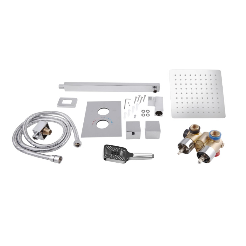 Qtap Душова система універсальна Aquarius термостатична прихованого монтажу на два споживача QTAQA65T103NGC Chrome