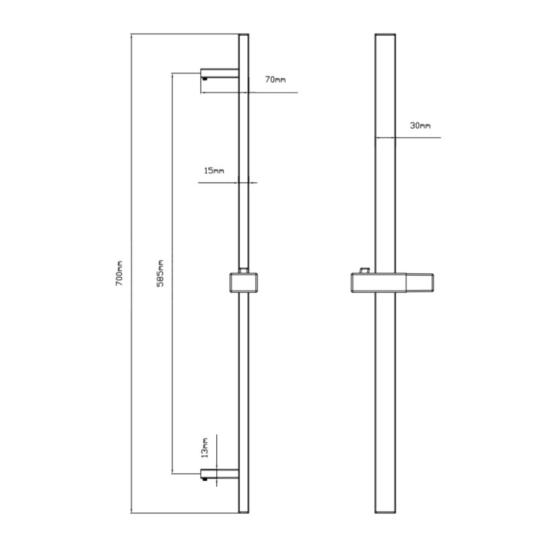 Qtap Душова стійка з тримачем універсальна Lepit 705 мм прямокутна QTLEP82103NC Chrome