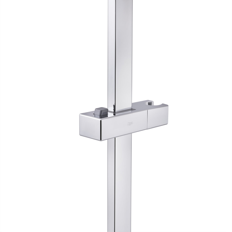 Qtap Душова стійка з тримачем універсальна Lepit 705 мм прямокутна QTLEP82103NC Chrome