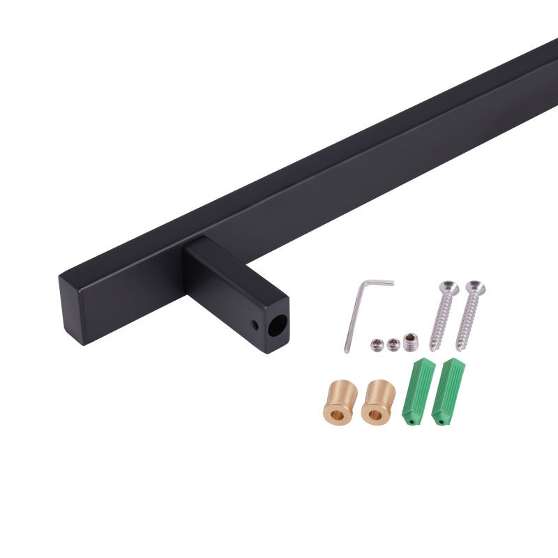 Qtap Душова стійка з тримачем універсальна Lepit 705 мм прямокутна QTLEP82103NB Black Matt