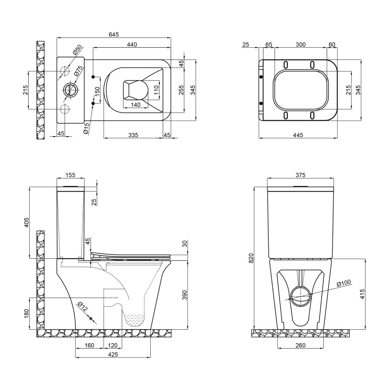 Qtap Унітаз-компакт Kalao безобідковий з сідінням Soft-close QT08221213AW