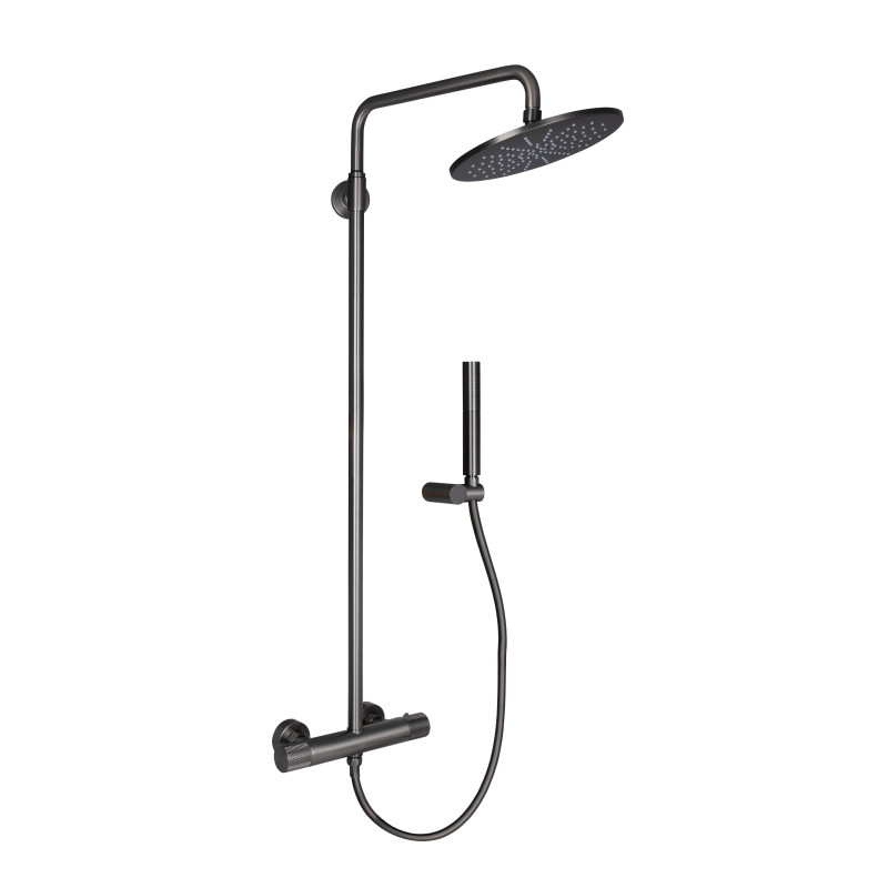 Qtap Душова система універсальна Brno термостатична на два споживача QTBRN5769103ONK Gunmetal Black PVD