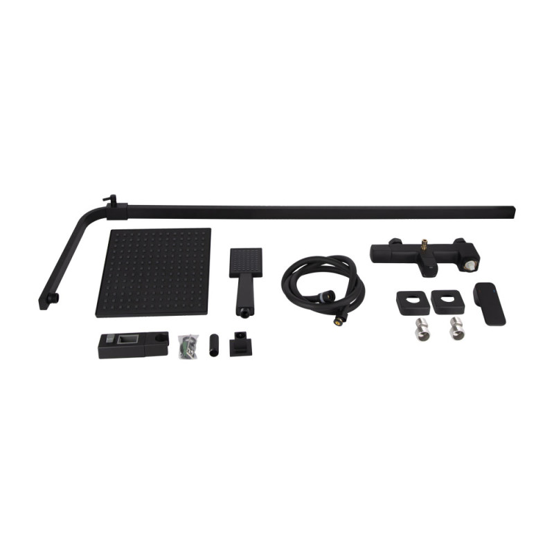 Qtap Душова система для кабіни Capricorn на три споживача (з виливом) 53103KNB Black Matt