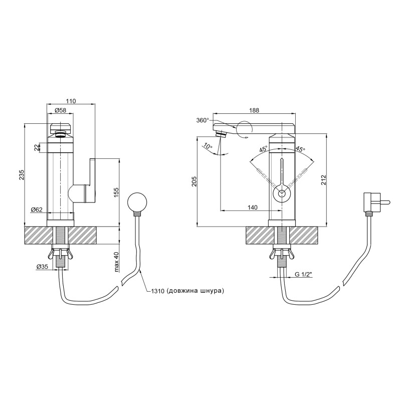 Lidz  Проточний кран-водонагрівач кухонний для кухні Warm 061 LDWAR061WCR35431 White / Chrome