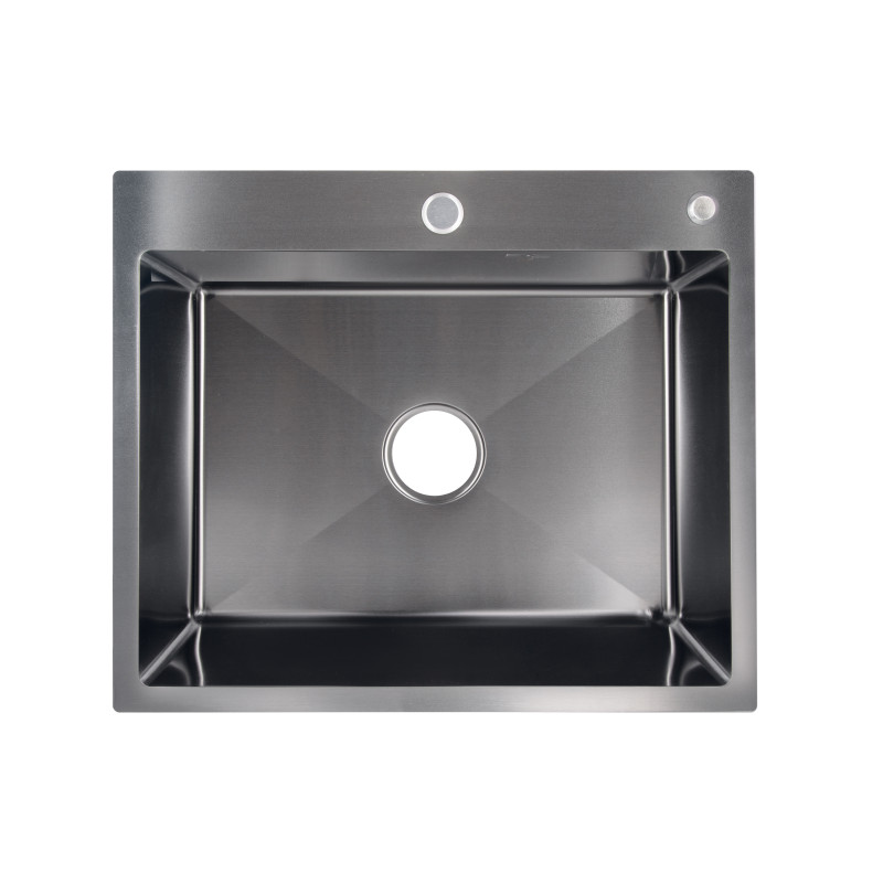 Lidz Мийка для кухні інтегрована Handmade H6050B (LDH6050BPVD43621) Brushed Black PVD 3,0/0,8 мм