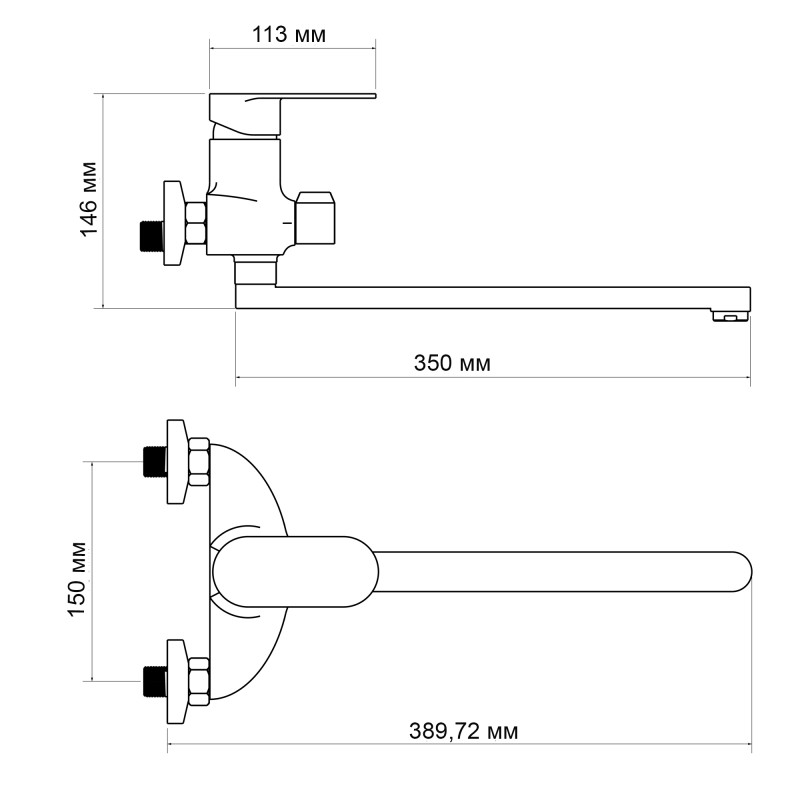 Lidz Змішувач для ванни Tani 0052 з поворотним виливом (з душовим гарнітуром) (k40) LDTAN0052CRM44960 Chrome