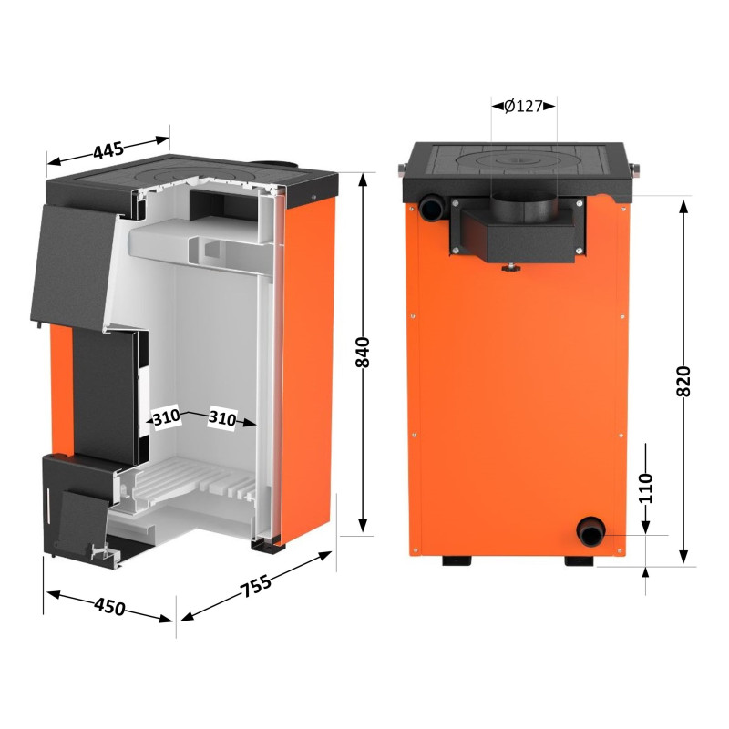 Thermo Alliance Котел твердопаливний сталевий Magnum V 4.0 SSF 12 з конфоркою (3 мм) (MSSF12V40)