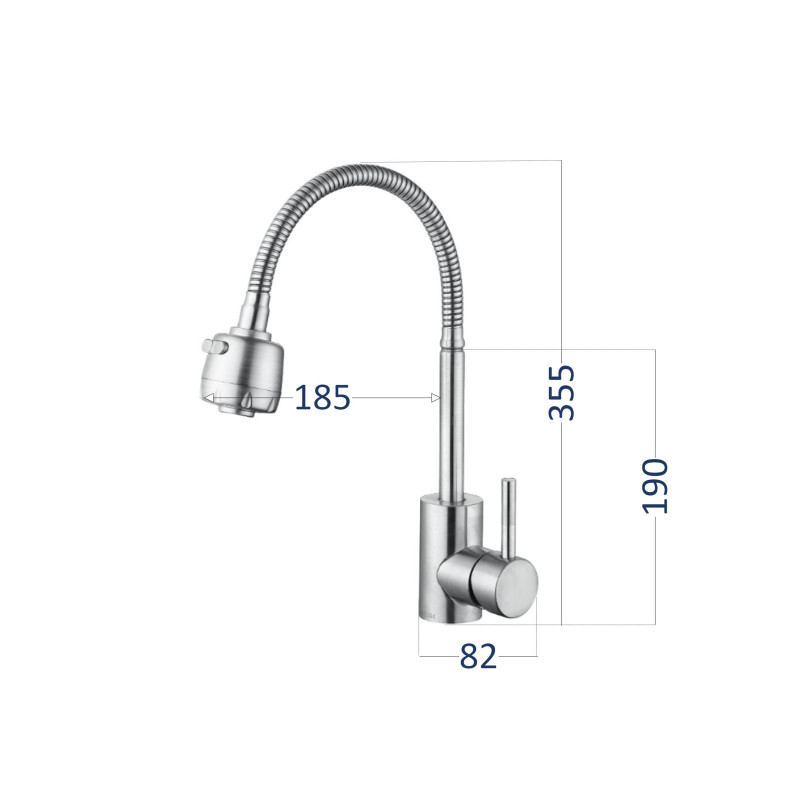 Lidz Змішувач для кухні Aria 015F41 з гнучким виливом (k35) LDARI015F41NKS45306 Nickel