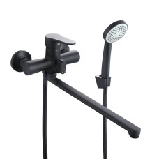 Lidz Змішувач для ванни Nicole 005 з поворотним виливом (з душовим гарнітуром) (k35) LDNIC005BLA45183 Black