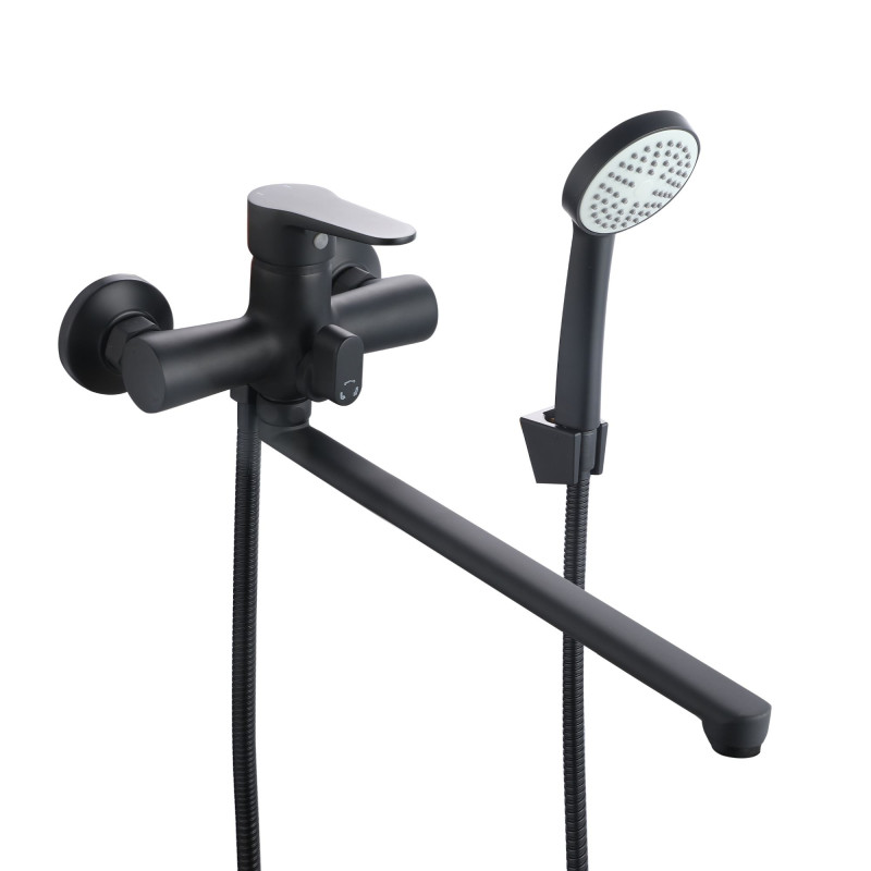 Lidz Змішувач для ванни Nicole 005 з поворотним виливом (з душовим гарнітуром) (k35) LDNIC005BLA45183 Black