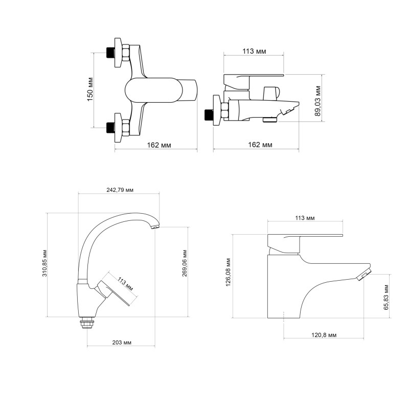 Lidz Набір змішувачів Tani (001F1+0061+007F)
