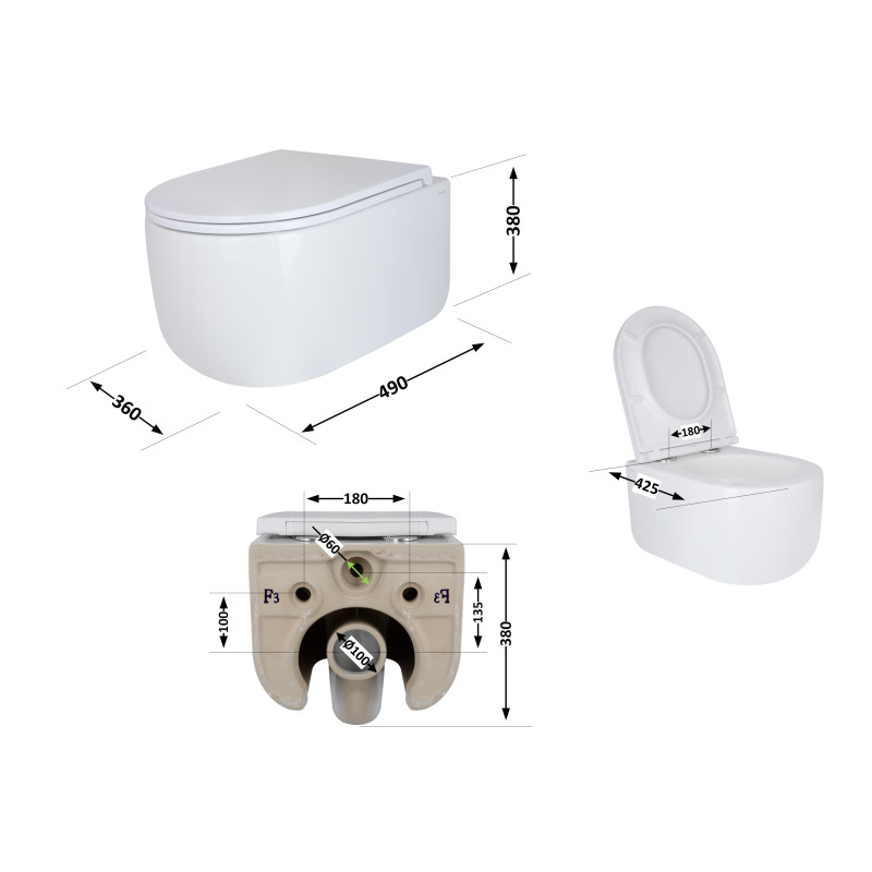 Qtap Унітаз підвісний Taurus безободковий з сидінням Soft-close QT2433084EUQW