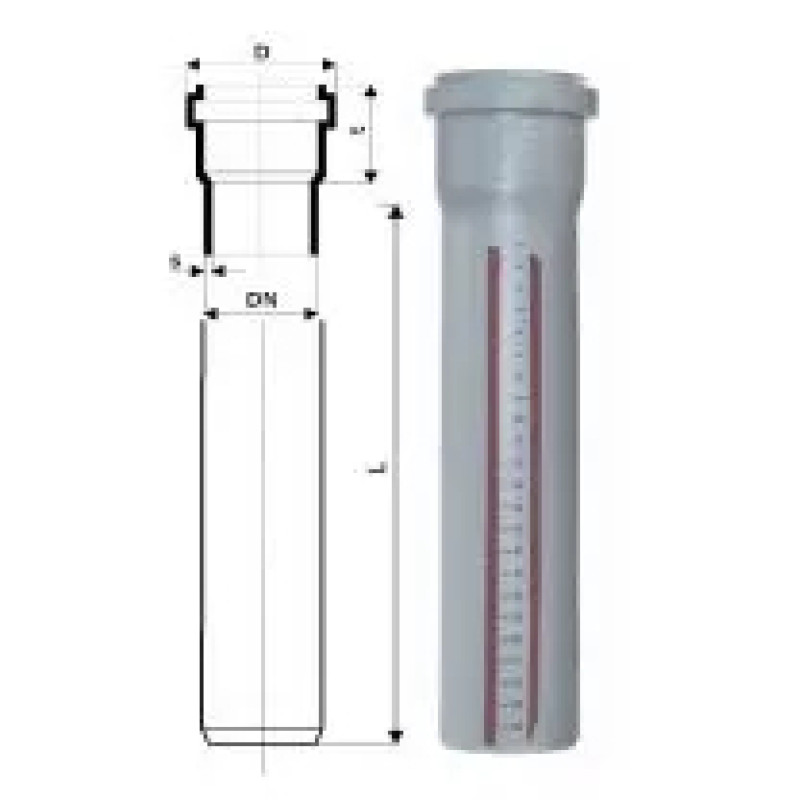 REHAU Труба каналізаційна, d=50 мм, l=1000 мм Сірий (120113950)