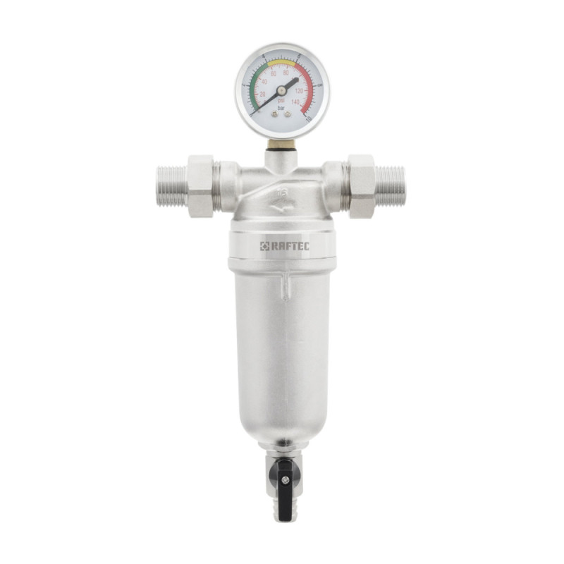 Raftec Самопромывочный фильтр с манометром 1/2" RMHF01