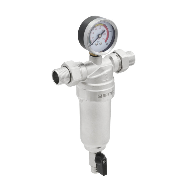 Raftec Самопромывочный фильтр с манометром 1/2" RMHF01