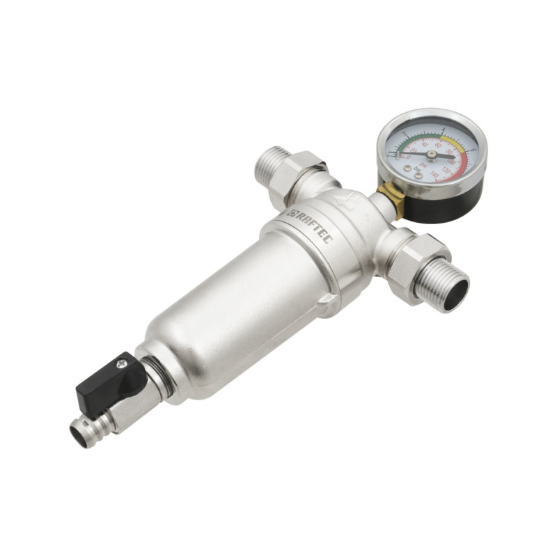 Raftec Самопромывочный фильтр с манометром 1/2" RMHF01