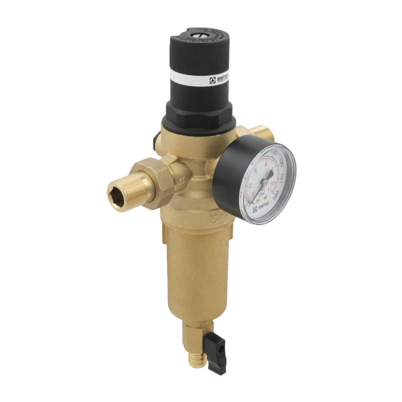 Raftec Самопромывочный фильтр с редуктором для горячей воды 1/2" RCFR01-H