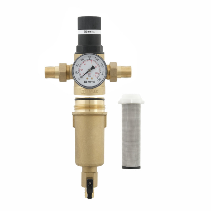 Raftec Самопромывочный фильтр с редуктором для горячей воды 1/2" RCFR01-H
