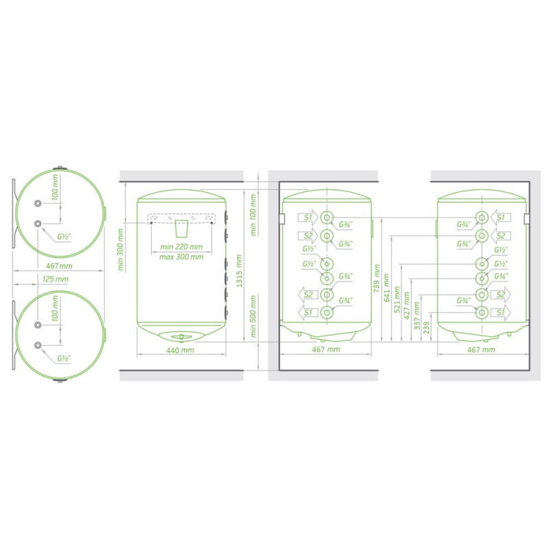 TESY Водонагреватель (бойлер) комбинированный 100л. вертикальный Bilight GCV7/4SL 1004430 B12 TSRP2