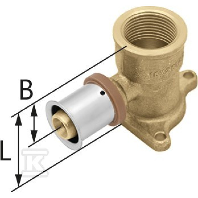 KAN-therm Колено фиксированное Press с ушками - с короткой полимерной заглушкой 20x2 G3/4" (1009285032)