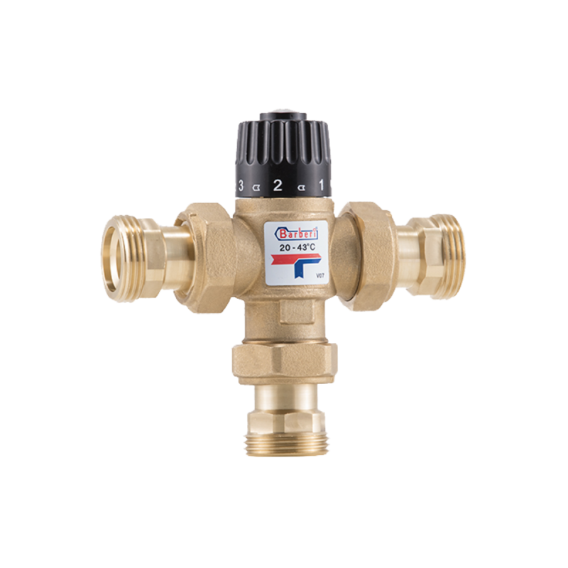 BARBERI Трехходовый термостатический смесительный клапан G 3/4"М Kv 1,6 регулирование 20-43°C (V07M200AAL2)