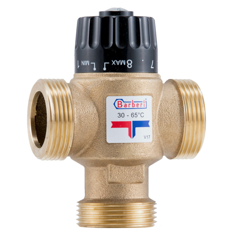 BARBERI Трехходовой термостатический смесительный клапан G 3/4"М, Kv 3,5 регулирование 35-60°C (V17M320AA)