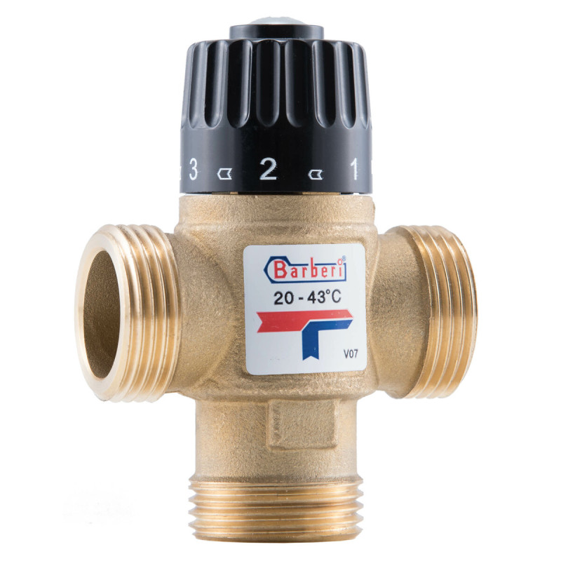 BARBERI Трехходовой термостатический смесительный клапан RP 3/4"F Kv 1,6 регулирование 20-43°C (V070200AA)