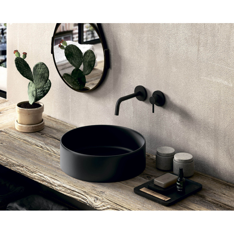 Paffoni LIG104NO70LIGHT Змішувач для раковини зі стіни, вилив 123мм, чорний матовий (LIG104NO70)