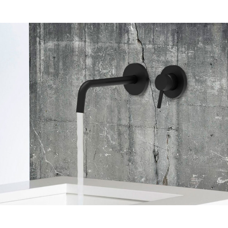 Paffoni LIG104NO70LIGHT Змішувач для раковини зі стіни, вилив 123мм, чорний матовий (LIG104NO70)