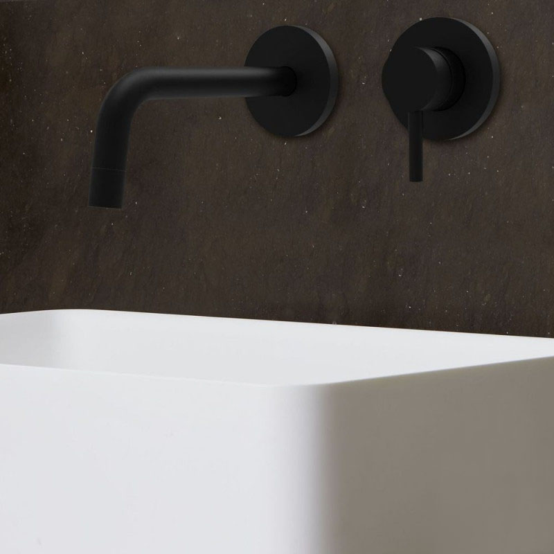 Paffoni LIG104NO70LIGHT Змішувач для раковини зі стіни, вилив 123мм, чорний матовий (LIG104NO70)