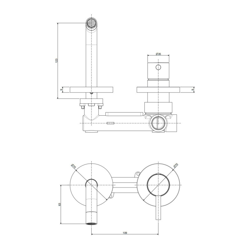 Paffoni LIG104NO70LIGHT Змішувач для раковини зі стіни, вилив 123мм, чорний матовий (LIG104NO70)