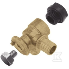 KAN-therm Трійник фіксований кутовий Push, з короткою полімерною заглушкою 18x2,5/18x2,5 G1/2", вертикальний нікельований (1109285019) (1109285019)