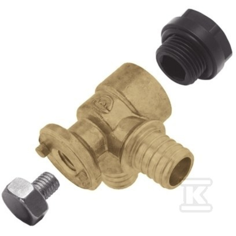 KAN-therm Трійник фіксований кутовий Push, з короткою полімерною заглушкою 18x2,5/18x2,5 G1/2", вертикальний нікельований (1109285019) (1109285019)