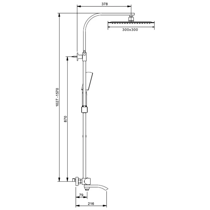 GAPPO Душова система з термостатом G2407-40, вилив - перемикач на лійку, хром
