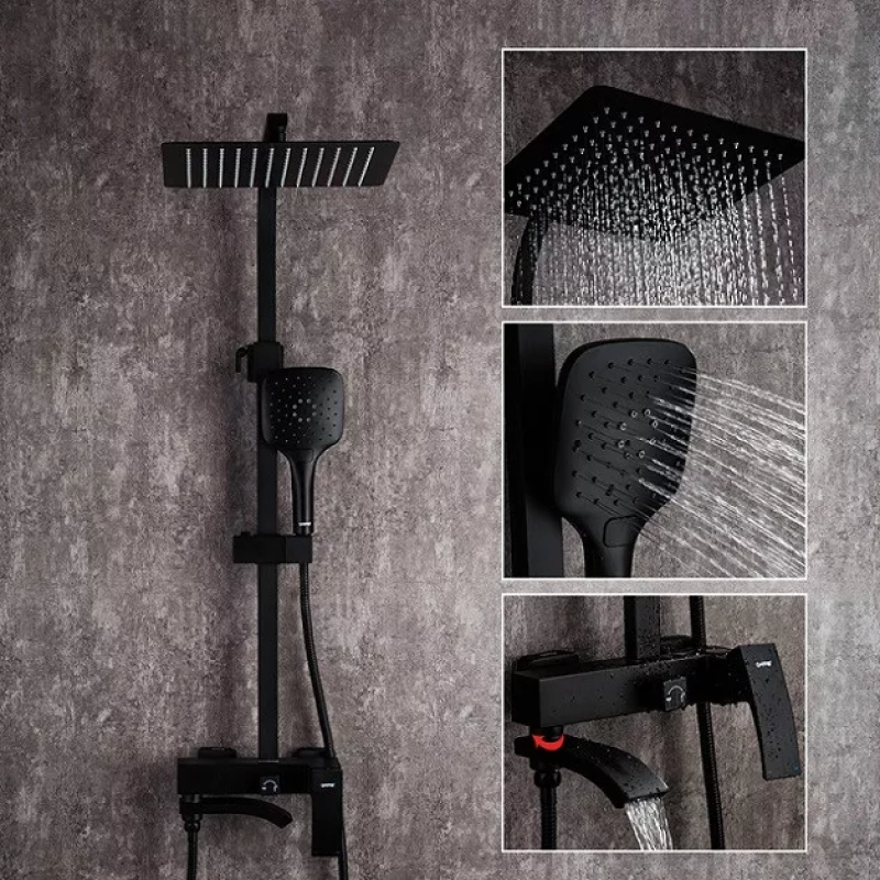 GAPPO Душова система G2407-6, вилив - перемикач на лійку, 3-функції, чорний